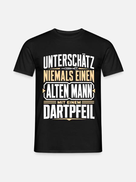 Alter Mann mit Dartpfeil - Männer T-Shirt - Schwarz
