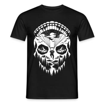 Fallschirm-Schädel – Berg- und Waldabenteuer - Männer T-Shirt - Schwarz - Vorne - AI Model Male 178 light (178cm)