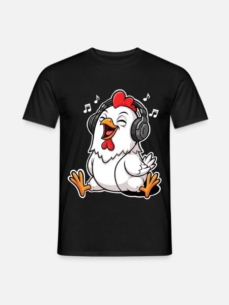 Huhn Musik - Männer T-Shirt - Schwarz