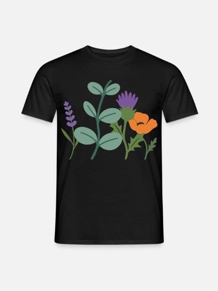 Mohn Blumen Lavendel Distel - Männer T-Shirt - Schwarz