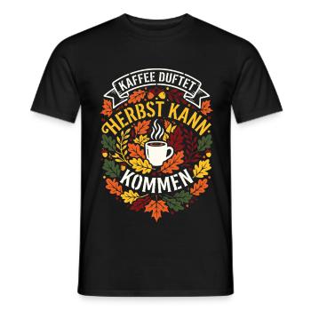 Kaffee duftet | Herbstzeit | gemütlich - Männer T-Shirt - Schwarz - Vorne - AI Model Male 178 light (178cm)