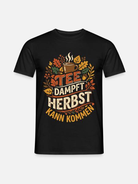 Tee dampft Herbst kann kommen - Männer T-Shirt - Schwarz