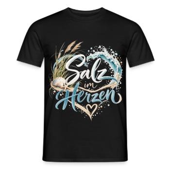 MeerLiebe Schriftzug am Strand - Männer T-Shirt - Schwarz - Vorne - AI Model Male 178 light (178cm)