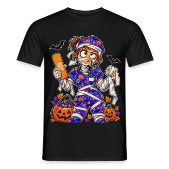 Halloween-Mummy Krankenschwester - Männer T-Shirt - Schwarz - Vorne - AI Model Male 178 light (178cm)
