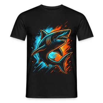 Haifisch Haie Kinder Herren Jungen Hai - Männer T-Shirt - Schwarz - Vorne - AI Model Male 178 light (178cm)