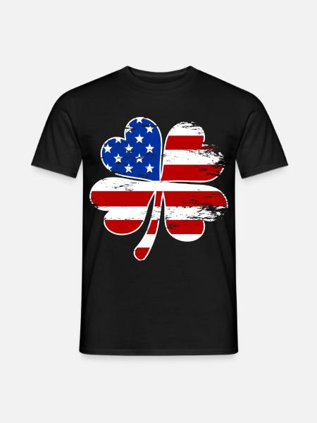 USA Flagge Vierblättriges Kleeblatt - Männer T-Shirt - Schwarz