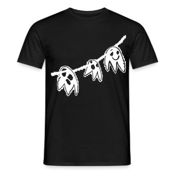 Niedliche Geistergirlande – Handgezeichnetes Halloween-Design - Männer T-Shirt - Schwarz - Vorne - AI Model Male 178 light (178cm)