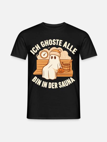 Lustiger Sauna Geist ghostet alle - Männer T-Shirt - Schwarz