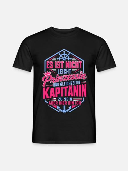 Kapitänin Segler Spruch Boot Anker - Männer T-Shirt - Schwarz