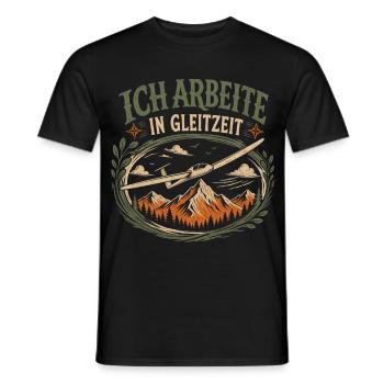 Arbeite in Gleitzeit Segelflieger - Männer T-Shirt - Schwarz - Vorne - AI Model Male 178 light (178cm)