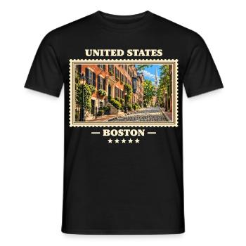Vereinigte Staaten Boston Vintage Reisemarke - Männer T-Shirt - Schwarz - Vorne - AI Model Male 178 light (178cm)