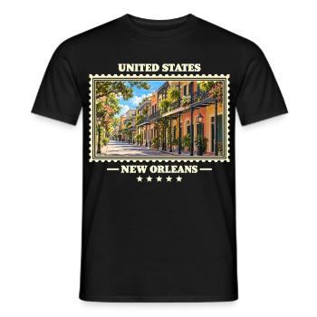 Vereinigte Staaten New Orleans Vintage Reisemarke - Männer T-Shirt - Schwarz - Vorne - AI Model Male 178 light (178cm)