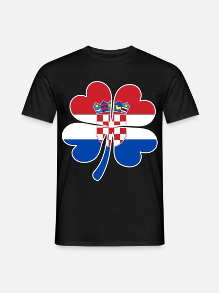 Kroatien Flagge Vierblättriges Kleeblatt - Männer T-Shirt - Schwarz