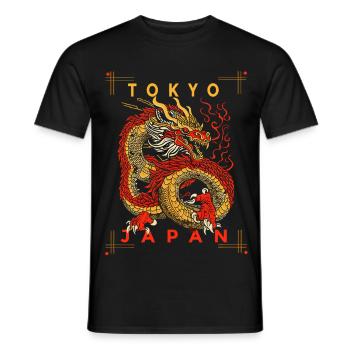 Japanischer Drache – Tokyo Japan Asia Design - Männer T-Shirt - Schwarz - Vorne - AI Model Male 178 light (178cm)