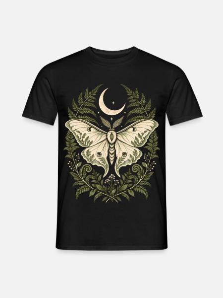 Mondfalter und Farne - Männer T-Shirt - Schwarz