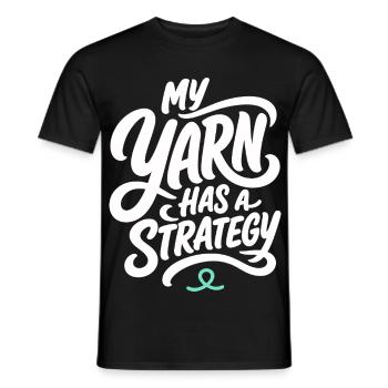 Handarbeit – My Yarn Has a Strategy - Männer T-Shirt - Schwarz - Vorne - AI Model Male 178 light (178cm)