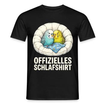 Papageienkuschel Schlafshirt - Männer T-Shirt - Schwarz - Vorne - AI Model Male 178 light (178cm)