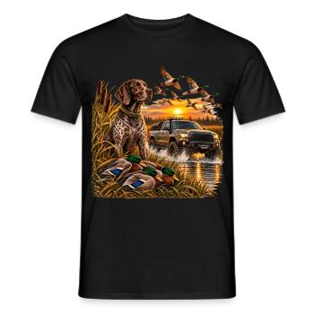 Vintage Hunting Truck Duck Hunting Dog Rustic Outd - Männer T-Shirt - Schwarz - Vorne - AI Model Male 178 light (178cm)