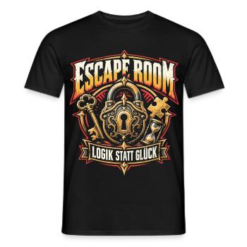 Escape Room – Logik statt Glück - Männer T-Shirt - Schwarz - Vorne - AI Model Male 178 light (178cm)