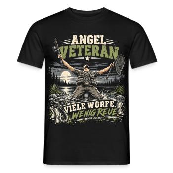 Angel Veteran – Viele Würfe, wenig Reue - Männer T-Shirt - Schwarz - Vorne - AI Model Male 178 light (178cm)