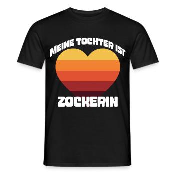 Meine Tochter ist Zockerin T-Shirt | Retro Gaming - Männer T-Shirt - Schwarz - Vorne - AI Model Male 178 light (178cm)