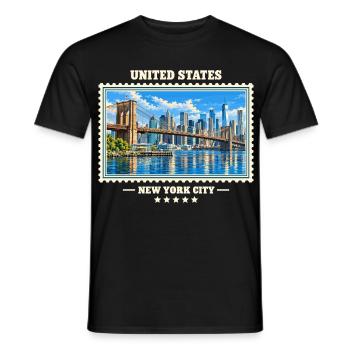 Vereinigte Staaten New York City Vintage Reise - Männer T-Shirt - Schwarz - Vorne - AI Model Male 178 light (178cm)