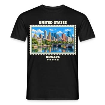 Vereinigte Staaten Newark Vintage Reisemarke - Männer T-Shirt - Schwarz - Vorne - AI Model Male 178 light (178cm)