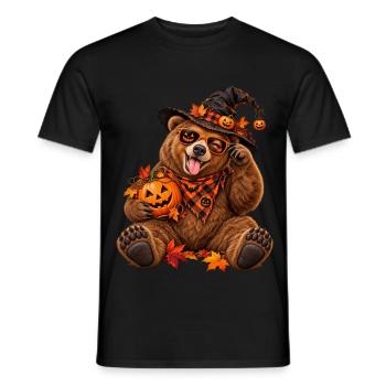 Herbst-Halloween-Bär mit Kürbissen - Männer T-Shirt - Schwarz - Vorne - AI Model Male 178 light (178cm)