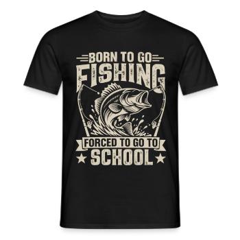 Geboren, um angeln zu gehen, gezwungen, zur Schule zu gehen - Männer T-Shirt - Schwarz - Vorne - AI Model Male 178 light (178cm)