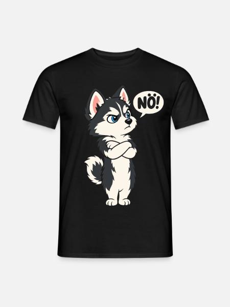 Nö! – Sturer Husky mit Haltung - Männer T-Shirt - Schwarz