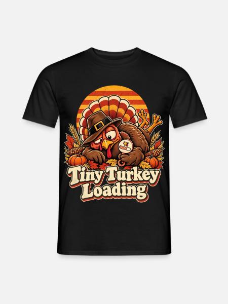 Tiny Turkey Loading Herbstwitz - Männer T-Shirt - Schwarz