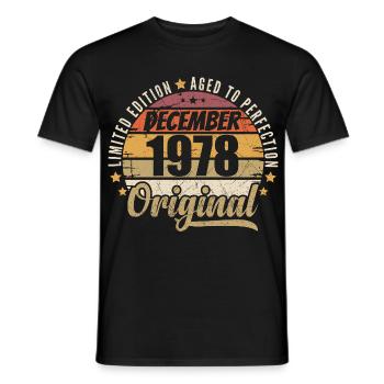 Geboren im Dezember 1978 – Original Vintage Edition - Männer T-Shirt - Schwarz - Vorne - AI Model Male 178 light (178cm)