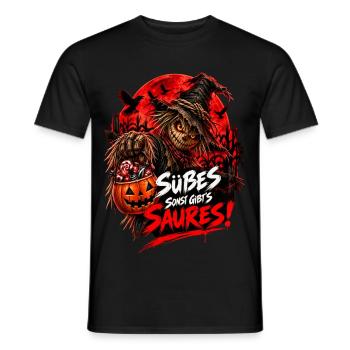 Halloween Vogelscheuche – Süßes oder Saures - Männer T-Shirt - Schwarz - Vorne - AI Model Male 178 light (178cm)