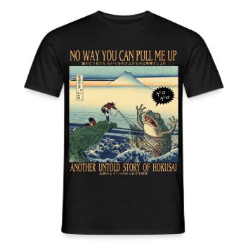 Hokusai Giant Frog Japanese Ukiyo-e Parody Art - Männer T-Shirt - Schwarz - Vorne - AI Model Male 178 light (178cm)