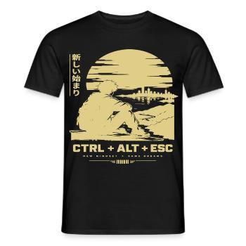 Neuanfang am Horizont: CTRL ALT ESC - Männer T-Shirt - Schwarz - Vorne - AI Model Male 178 light (178cm)