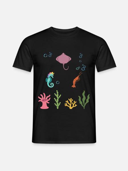 Rochen Unterwasser Kinder Einhorn-Seepferdchen - Männer T-Shirt - Schwarz