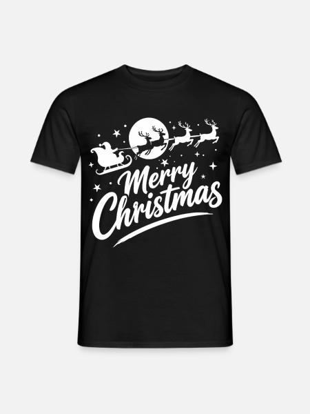 Weihnachtlicher Rentier-Schlittenzauber - Männer T-Shirt - Schwarz