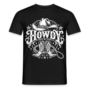 Howdy Western - Männer T-Shirt - Schwarz - Vorne - AI Model Male 178 light (178cm)