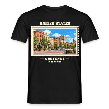 Vereinigte Staaten Cheyenne Vintage Reisemarke - Männer T-Shirt - Schwarz - Vorne - AI Model Male 178 light (178cm)