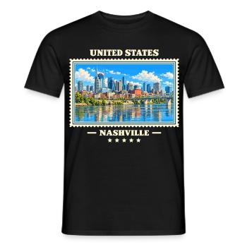 Vereinigte Staaten Nashville Vintage Reisemarke - Männer T-Shirt - Schwarz - Vorne - AI Model Male 178 light (178cm)