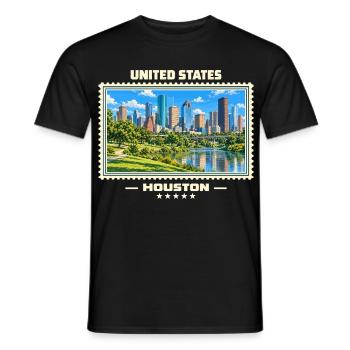 Vereinigte Staaten Houston Vintage Reisemarke - Männer T-Shirt - Schwarz - Vorne - AI Model Male 178 light (178cm)