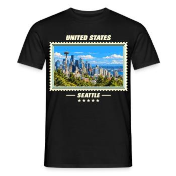 Vereinigte Staaten Seattle Vintage Reisemarke - Männer T-Shirt - Schwarz - Vorne - AI Model Male 178 light (178cm)