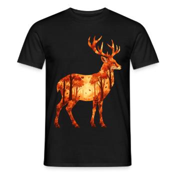 Herbst Hirsch - Wald & Natur Tiermotiv - Männer T-Shirt - Schwarz - Vorne - AI Model Male 178 light (178cm)