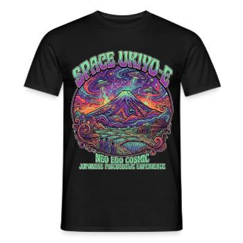 Mt. Fuji and UFO Ukiyo-e Psychedelic Trip  - Männer T-Shirt - Schwarz - Vorne - AI Model Male 178 light (178cm)