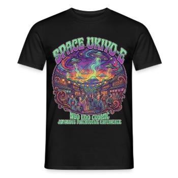 Neo Edo Fest and UFO Ukiyo-e Psychedelic Trip - Männer T-Shirt - Schwarz - Vorne - AI Model Male 178 light (178cm)