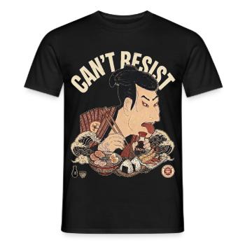 Funny Ukiyoe Sharaku Japanese Food, Ramen, Sushi - Männer T-Shirt - Schwarz - Vorne - AI Model Male 178 light (178cm)