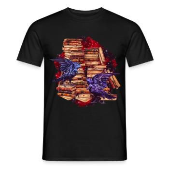 Nachtbibliothek Rabenflug - Männer T-Shirt - Schwarz - Vorne - AI Model Male 178 light (178cm)