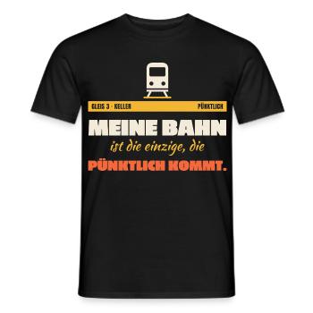 Meine Bahn Pünktlich Humor - Männer T-Shirt - Schwarz - Vorne - AI Model Male 178 light (178cm)