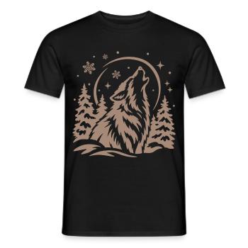 Wolf im Wald unter dem Mond - Männer T-Shirt - Schwarz - Vorne - AI Model Male 178 light (178cm)