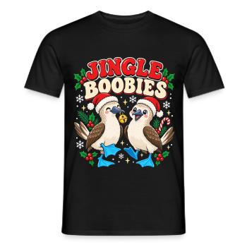 Jingle Boobies mit Weihnachts Glocken Weihnachten - Männer T-Shirt - Schwarz - Vorne - AI Model Male 178 light (178cm)